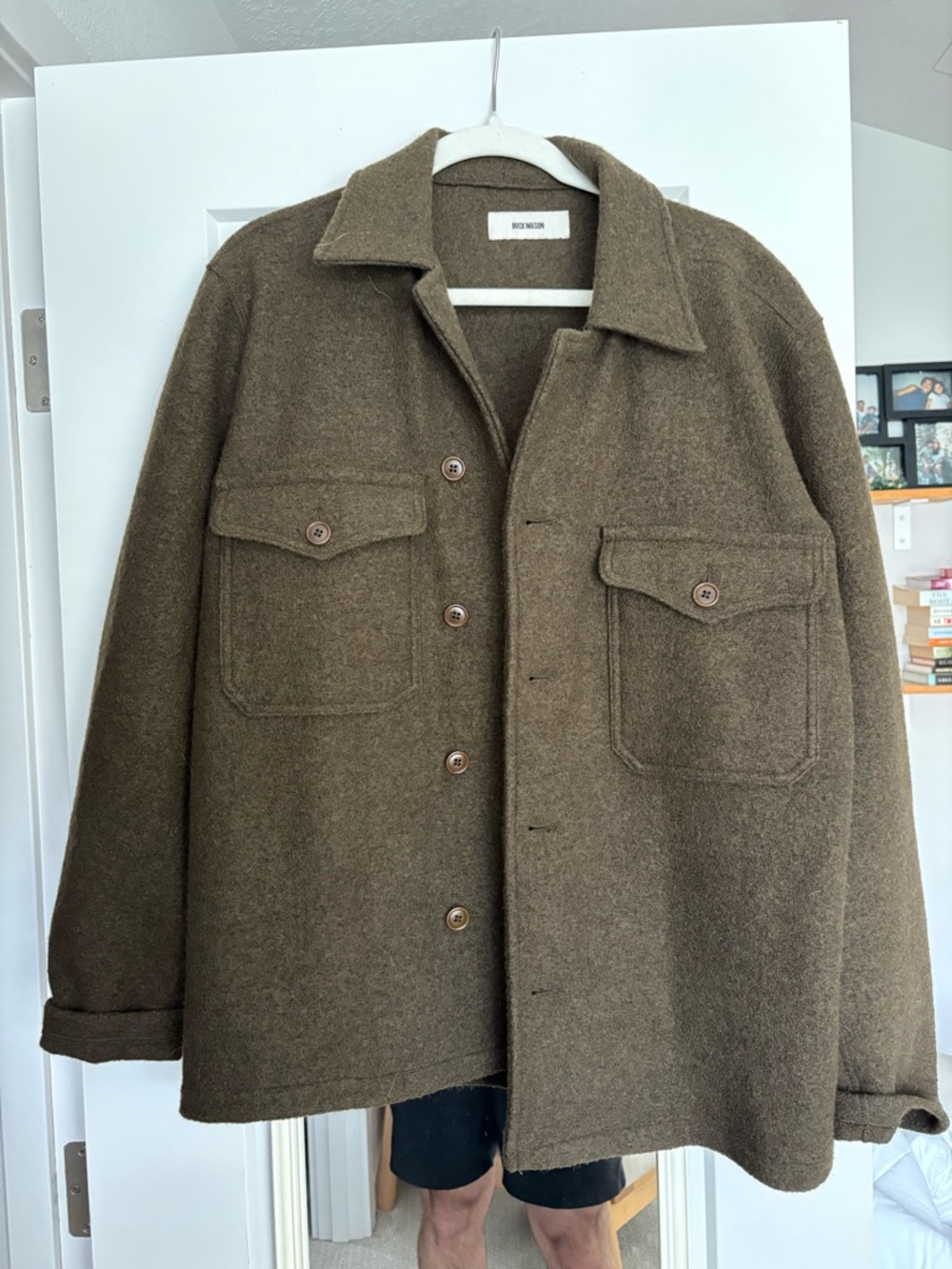 Buck Mason Men's Brown Felted Wool Field Overshirt Jacket